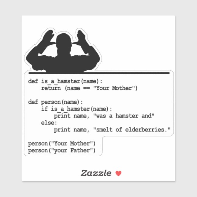 Adesivo Python Code. Sua mãe era um hamster. (Folha)
