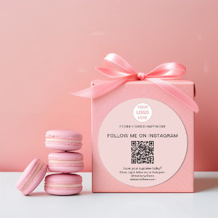 Adesivo QR Code Bakery Logotipo Rosa Business Stick