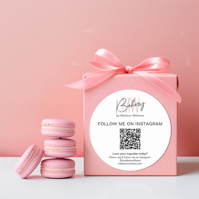 Adesivo QR Code Bakery Monograma Logotipo comercial (Criador carregado)