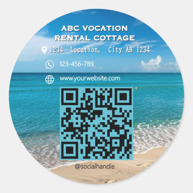 Adesivo QR Code Beach Elegant Spa Viagem (Frente)