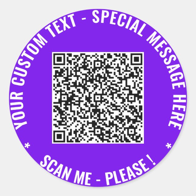 Adesivo QR Code Scan Info Personalizar Texto Stick Escolhe (Frente)