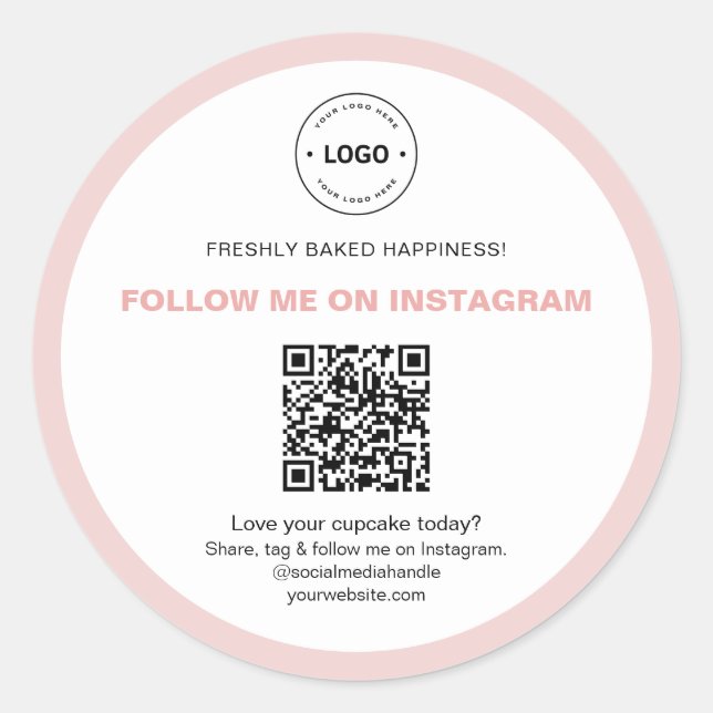 Adesivo QR Code Social Media Bakery Business Logo (Frente)
