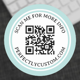 Adesivo QR código elegante texto claro aqua azul dupla bor