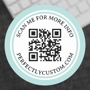Adesivo QR código elegante texto claro aqua azul dupla bor