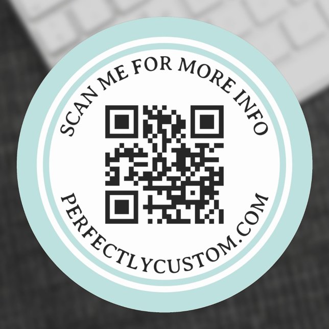 Adesivo QR código elegante texto claro aqua azul dupla bor (Criador carregado)