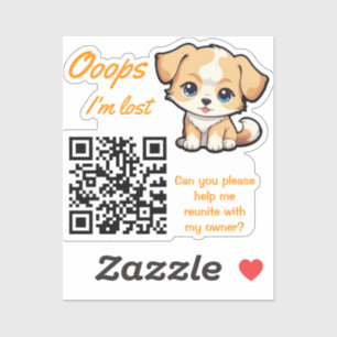 Adesivo QR de Devolução de Item Perdido Cachorrinh