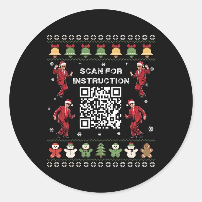 Adesivo Qr Trump Dance Code Presidente Verificar Instrução (Frente)