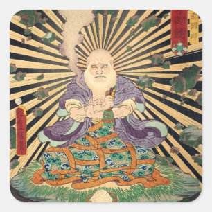 Adesivo Quadrado 奇術師, mágico do 豊国, Toyokuni, Ukiyo-e