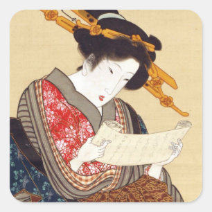 Adesivo Quadrado 女, mulher do 国貞, Kunisada, Ukiyo-e