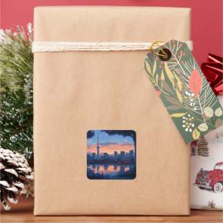 ADESIVO QUADRADO 東京の夕暮れの風景　ステッカー