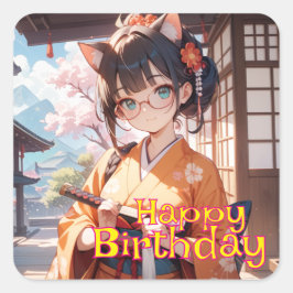 ADESIVO QUADRADO 短刀を持った猫耳娘