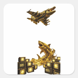 ADESIVO QUADRADO 【神域の救済】不老不死サイバーシャーク戦闘機 - 天照&蔵王の御神徳
