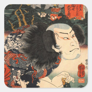 Adesivo Quadrado 龍の刺青の役者, ator do 国芳 do tatuagem 