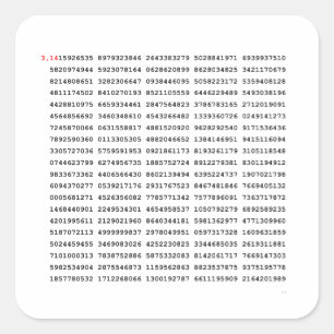 Adesivo Quadrado 1000 Primeiro Dígitos Número Pi Símbolo matemáti
