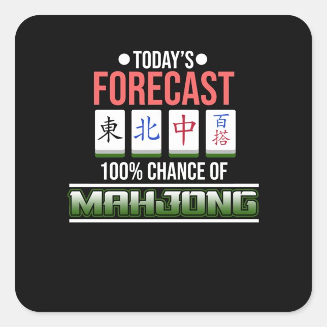 Adesivo Quadrado 100% De Possibilidade De Jogos Do Jogador Mahjong (Frente)