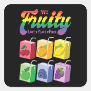 Adesivo Quadrado 100% Fruity - Amor, Paz, Orgulho: Rainbow Juice Bo