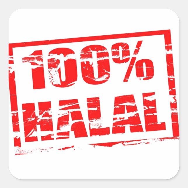 Adesivo Quadrado 100% halal (Frente)