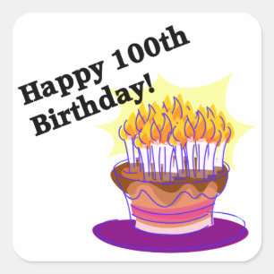 Adesivo Quadrado 100th aniversário feliz