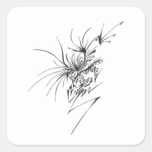 Adesivo Quadrado 118 Preto Branco Arte de Tatuagem Tribal Abstrata