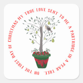 Adesivo Quadrado 12 dias de Partucho de Natal em uma árvore genealó