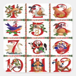 Adesivo Quadrado 12 Dias De Presentes De Impressão De Quilta De Nat