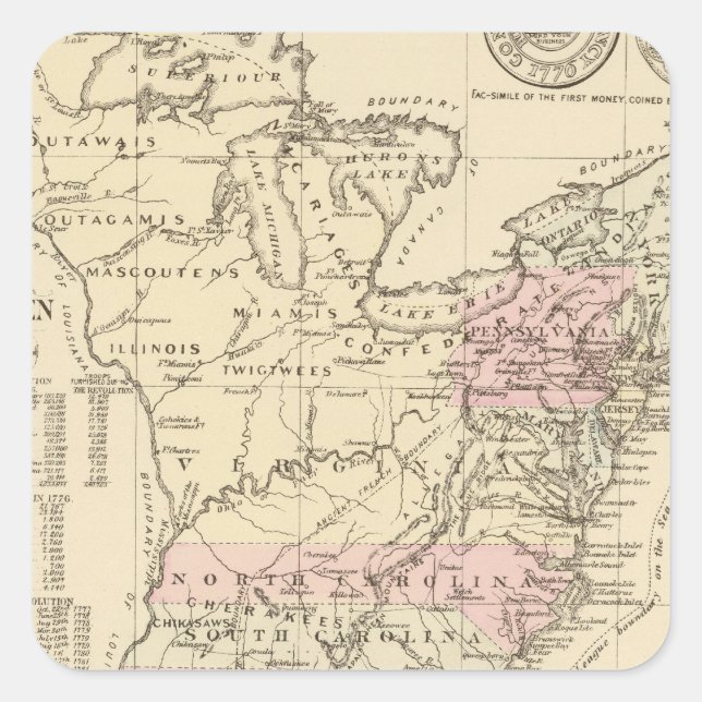 Adesivo Quadrado 13 colônias 1776 (Frente)