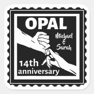 Adesivo Quadrado 14 aniversário de casamento Opal tradicional