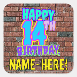 Adesivo Quadrado 14 Aniversário - Diversão, Grafite Urbano Inspir