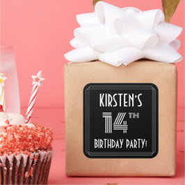 Adesivo Quadrado 14 Festa de aniversário: Estilo de Deco de Arte e