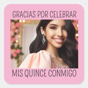 Adesivo Quadrado 15 de Fotografia Personalizada Aniversário Mis Qui