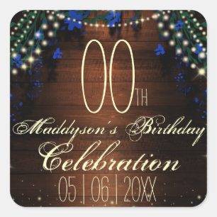 Adesivo Quadrado 16o 18o 2ø 30o 40th 50th 60th aniversário do 70