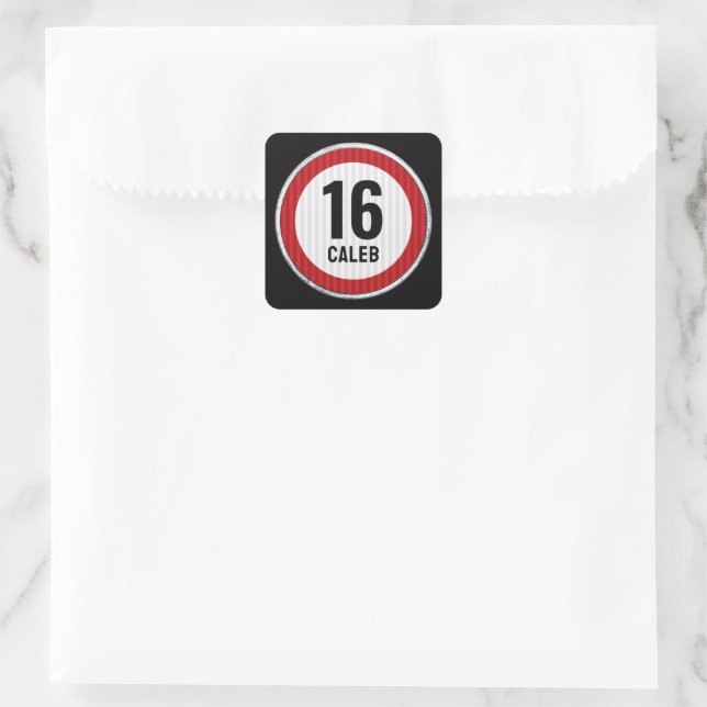 Adesivo Quadrado 16th Birthday Speed Limit  (Bolsa)