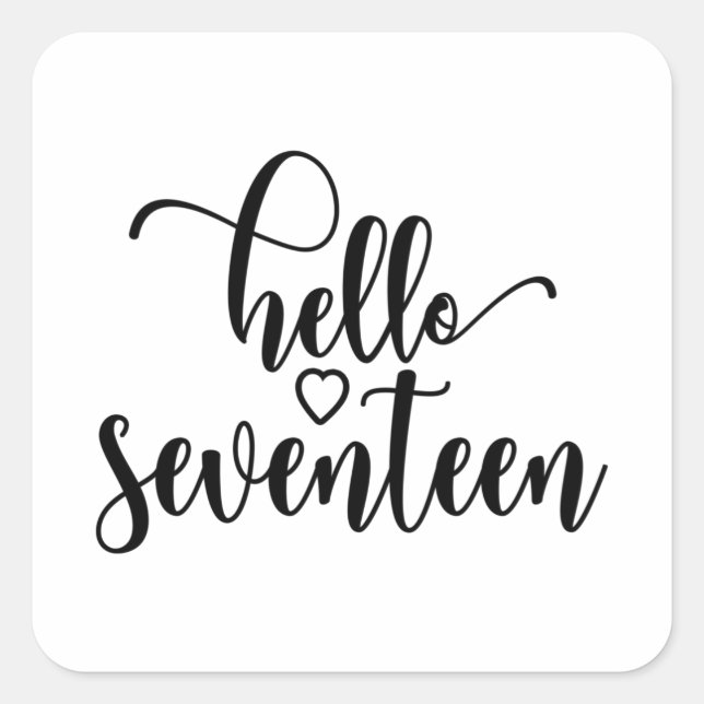 Adesivo Quadrado 17º Aniversário Mulheres Alô 17 Cute 17 Anos (Frente)