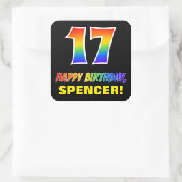 Adesivo Quadrado 17.º aniversário: Negrito, Divertido, Simples, Arc