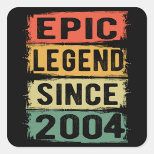 Adesivo Quadrado 17 Anos De Idade Dia 2004 Legenda Epic 17. º Aniv