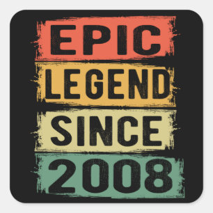 Adesivo Quadrado 17 anos de idade Legenda Epic Bday 17º Presente de