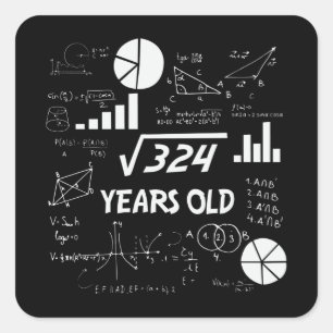 Adesivo Quadrado 18 anos de idade Geeky Matemática 18 anos Presente