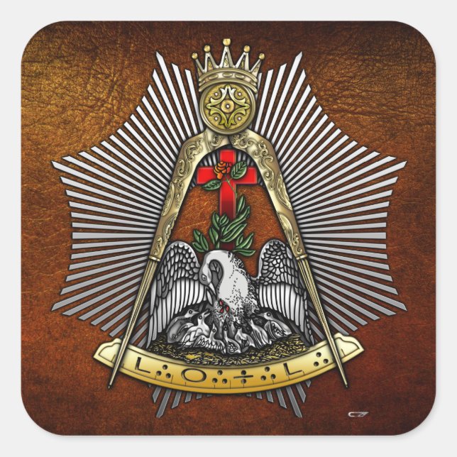 Adesivo Quadrado 18.o grau: Cavaleiro da Rosa Croix (Frente)