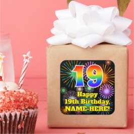 Adesivo Quadrado 19º aniversário: Veja o Rainbow # 19