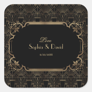 Adesivo Quadrado 1920 Dourado Excelente negro Gatsby Art Deco