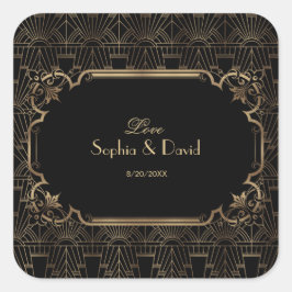 Adesivo Quadrado 1920 Dourado Negro Gatsby Art Deco