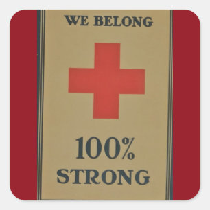 Adesivo Quadrado 1920 WI Cruz Vermelha "Somos 100% Fortes"