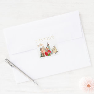 Adesivo Quadrado 1950 Casal Vintage Feliz Natal