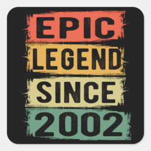 Adesivo Quadrado 19 Anos De Idade Dia 2002 Legenda Épica 19º Aniver