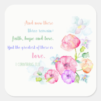 Adesivo Quadrado 1 corintiano 13:13 o amor é o maior