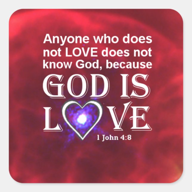 Adesivo Quadrado 1 John 4:8 (Frente)
