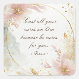 Adesivo Quadrado 1 Peter 5:7 Confira todas as suas preocupações com
