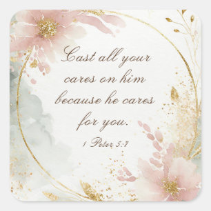 Adesivo Quadrado 1 Peter 5:7 Confira todas as suas preocupações com