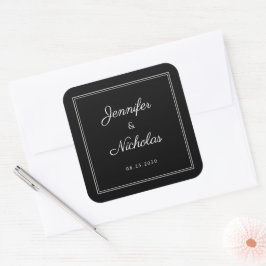 Adesivo Quadrado 1Casamento Elegante em Preto e Branco com Letra