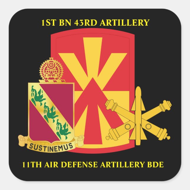 ADESIVO QUADRADO 1RUA BN 43RD AIR DEFENSE ARTILLERY 11 AIR DEFENSE (Frente)